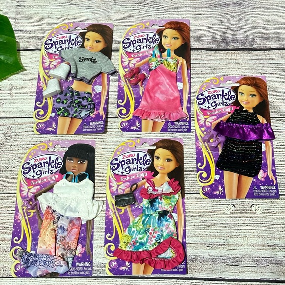 Sparkle Girlz 5 Fashion Dress up Doll Outfits Lot 2 - NEW - Picture 1 of 4